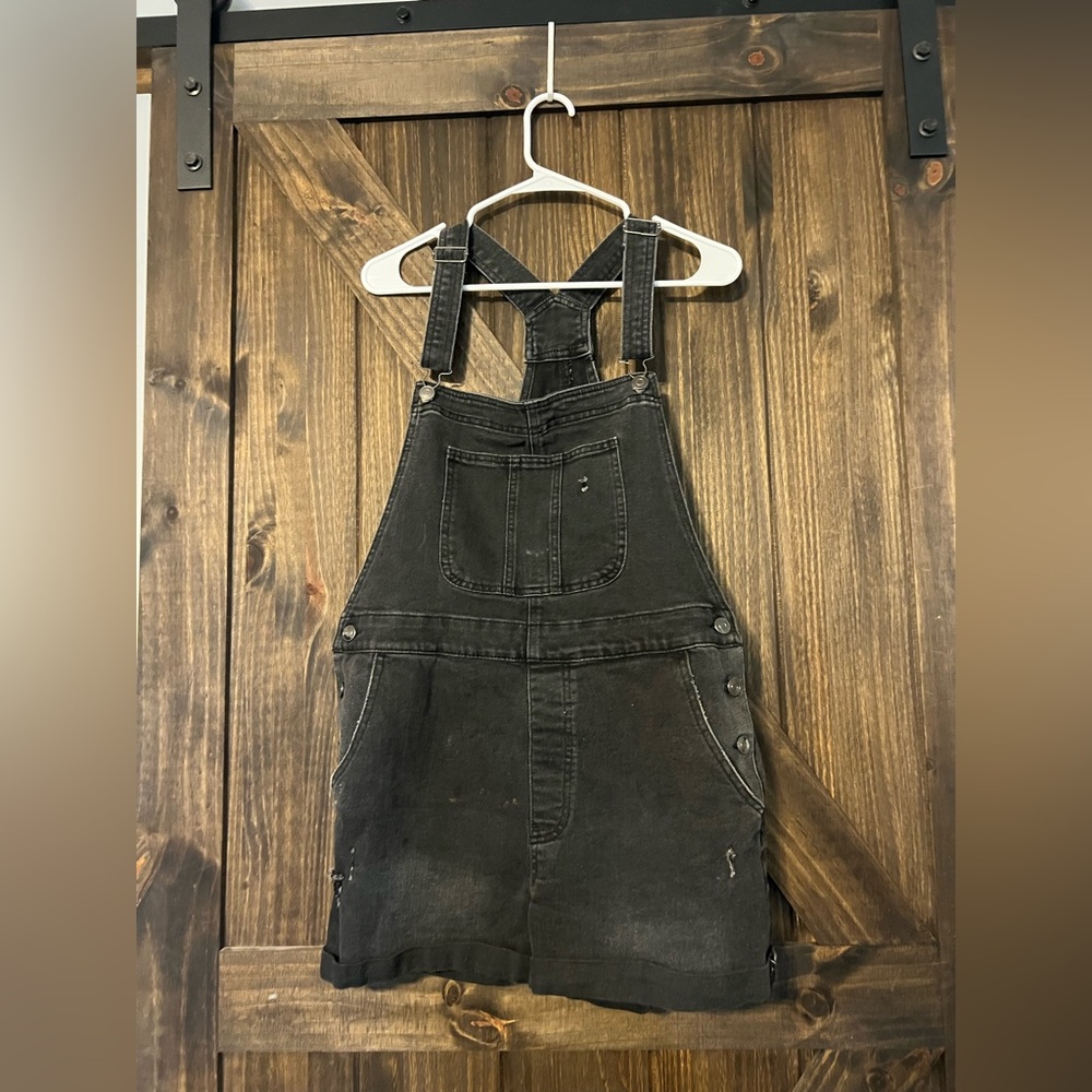 No Boundaries Charcoal Denim Overalls